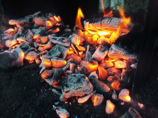 fire burning in a fireplace