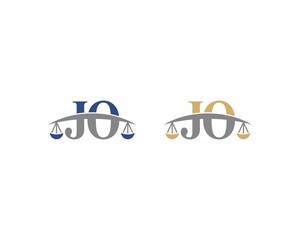 Letters JO Logo With Scale of Justice Logo Icon 001