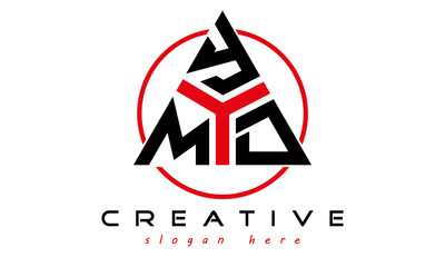 triangle badge with circle MYD letter logo design vector, business logo, icon shape logo, stylish logo template - obrazy, fototapety, plakaty