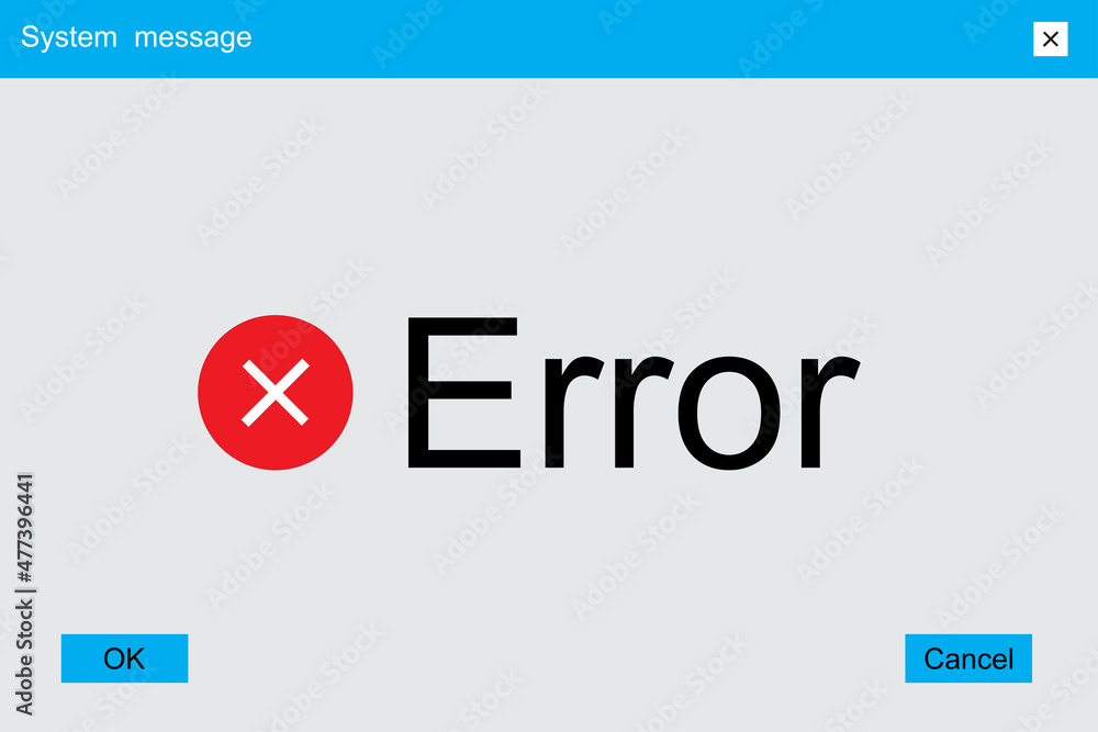 Aufkleber error message computer icon. red cross sign. popup window. technology background. vector illustratio