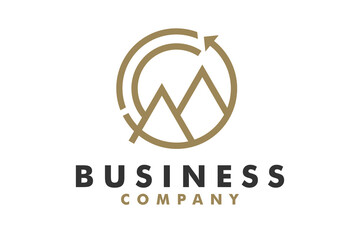 Golden Monogram Initials Letter C M CM or MC premium luxury logo design inspiration