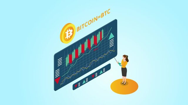 Businesswoman analyzing Bitcoin price graph