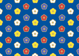 背景　梅の花　ランダム　青