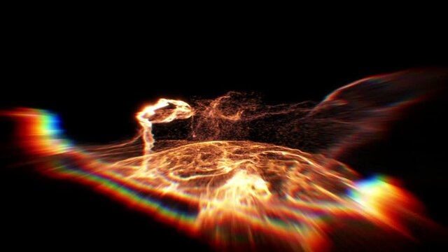 Play of a beam of light on a black background. Mysterious natural phenomenon.