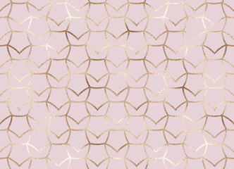 Geometric seamless pattern with gold decorative grid.