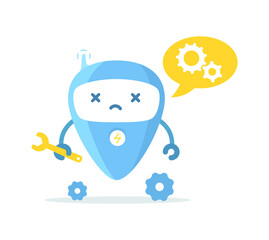 Robot character. Repair service. Failure error.