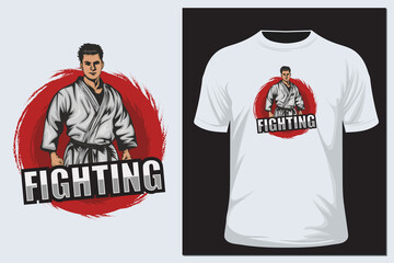A karate knight prepares for battle for t shirt and sticker design © Forde