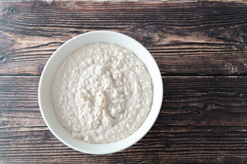 Bowl of Nigerian Kunun Gyada - Spicy Peanut Rice Porridge