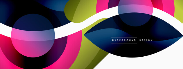 Fototapeta premium Creative geometric wallpaper. Minimal abstract background. Circle wave and round shapes composition vector illustration for wallpaper banner background or landing page