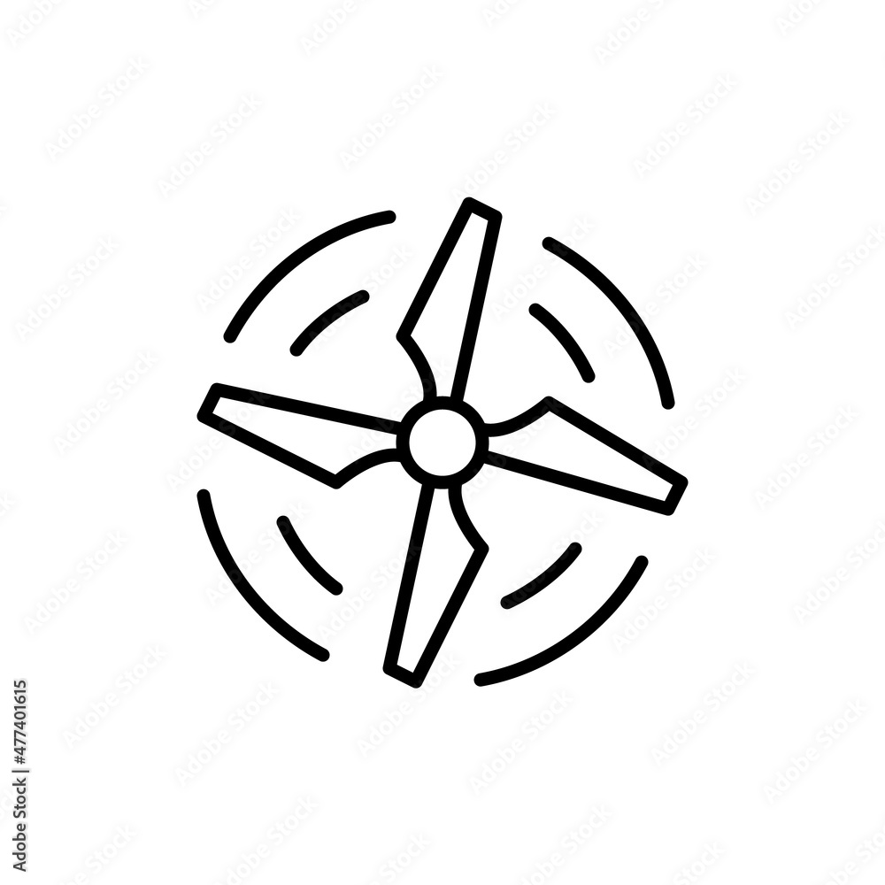 Poster drone propeller top view with rotating blades. pixel perfect, editable stroke icon