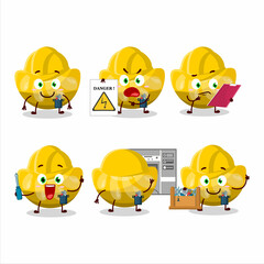 Professional Lineman orange gummy candy cartoon character with tools