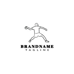 discus thrower logo cartoon icon design template black isolated vector illustration