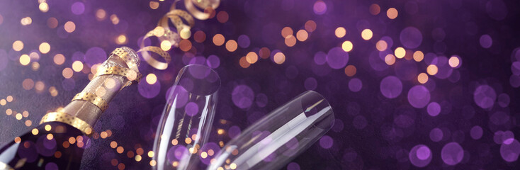 Fototapeta New years eve celebration background with champagne obraz