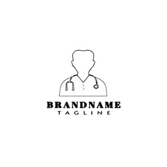 doctor cartoon design logo template icon black isolated vector illustration