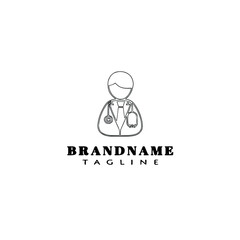 Fototapeta premium doctor cartoon design logo template icon black isolated vector illustration