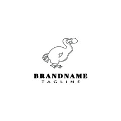 dodo bird cartoon logo template icon black isolated vector illustration