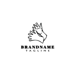 hand logo cartoon design template icon black isolated vector illustration