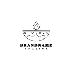 Happy Bhai Dooj, burning diya lamps lights logo cartoon icon design template isolated vector