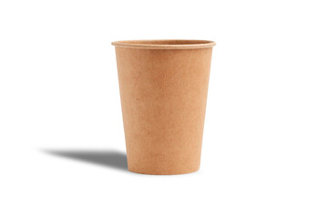 Kraft paper cup mockup isolated on white background.3d rendering. eco friendly and zero waste concept.