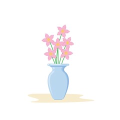 sakura flowers in vase icon vector element design template