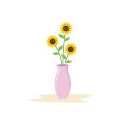 sunflower  in  vase icon vector element design template