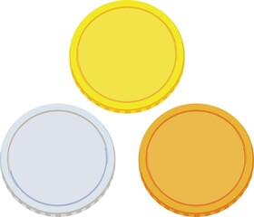 メダル　コイン　ポイント　金貨　銀貨　銅貨　硬貨　金メダル　銀メダル　銅メダル　三枚