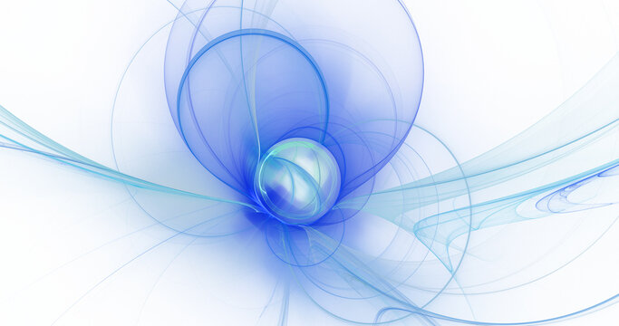 Abstract transparent blue swirl lines. Fantasy light background. Digital fractal art. 3d rendering. 