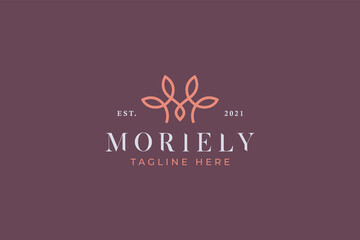 Letter M and Swirl Leaf Nature Plant Monogram Logo Concept