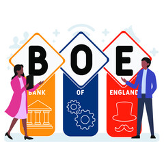 BOE - Bank Of England acronym. business concept background. vector illustration concept with keywords and icons. lettering illustration with icons for web banner, flyer, landing page
