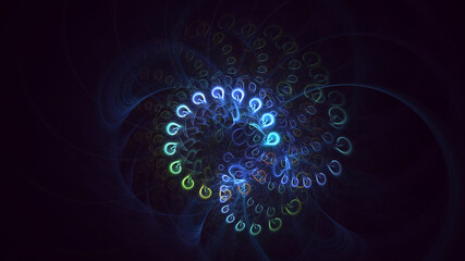 3D rendering abstract colorful fractal light background