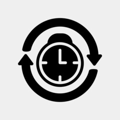 Reschedule icon vector illustration in solid style about calendar and date, use for website mobile app presentation
