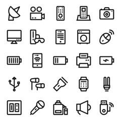 Outline icons for electronics.