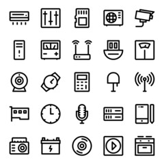 Outline icons for electronics.
