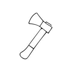 Hand drawn doodle axe. Vector lumberjack axes clipart. Outline.