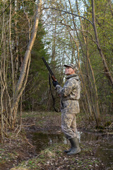 a hunter on a woodcock hunt in the spring