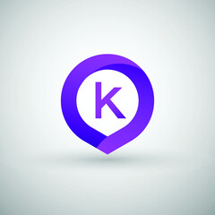 Abstract 3D Letter K Vector Logo Design. Modern and Creative Purple Gradient Letter K Circle Logo Design isolated on white background.