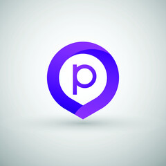 Abstract 3D Letter P Vector Logo Design. Modern and Creative Purple Gradient Letter P Circle Logo Design isolated on white background. - obrazy, fototapety, plakaty