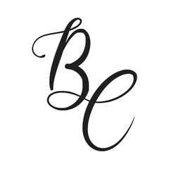 bc , cb, Calligraphic signature icon. Wedding Logo Monogram. modern symbol. Couples logo for wedding