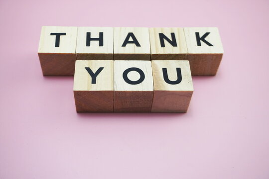 Thank You alphabet letters  with space copy on pink background