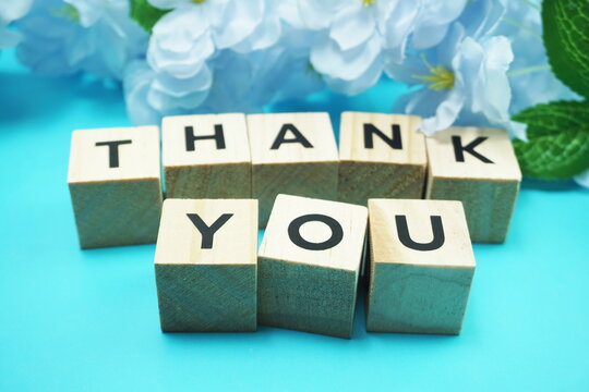 Thank You alphabet letters  with space copy on blue background