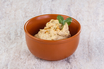 Traditional Jewish Hummus with olive oil