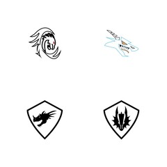 Obraz premium Dragon vector icon illustration design logo template