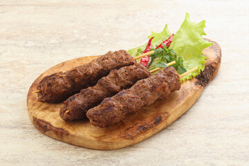 Beef kebab skewer minced meat