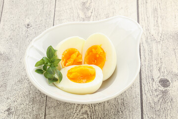Boiled chicken egg for breakfast