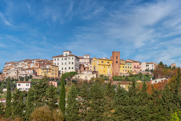 Fototapeta na wymiar Beautiful panoramic view of the hilltop village of Santa Maria a Monte, Pisa, Italy
