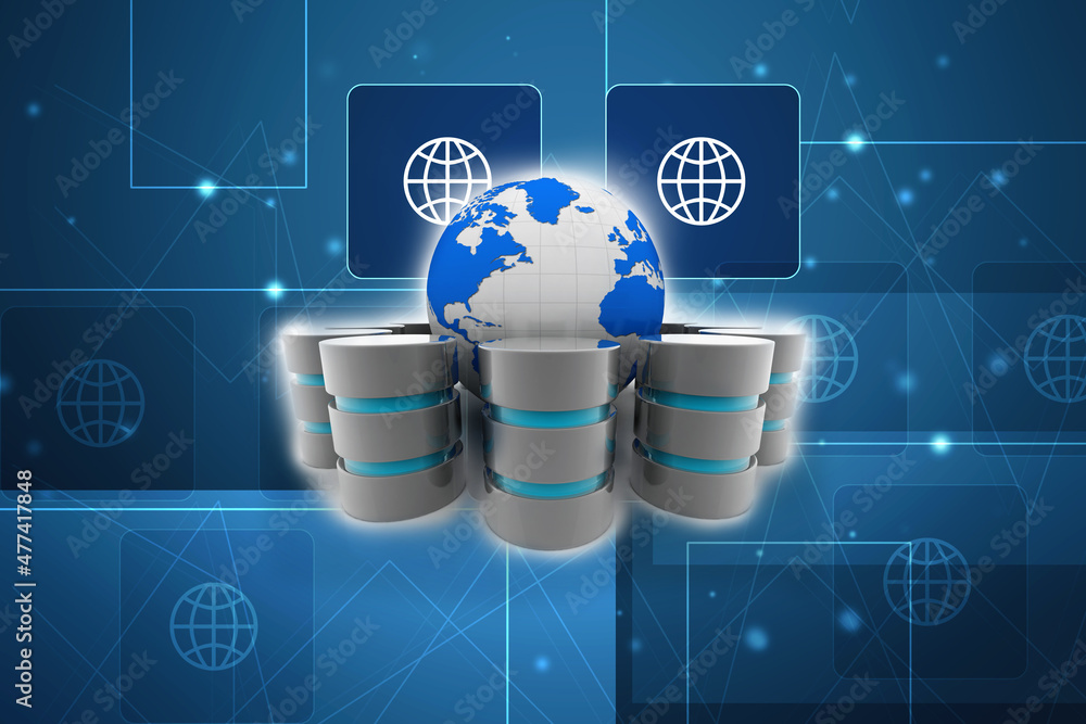 Poster 3d rendering database storage data base
