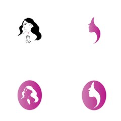 Woman face silhouette character illustration logo icon vector