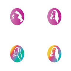 Woman face silhouette character illustration logo icon vector