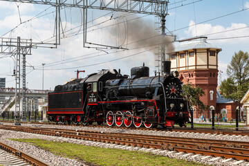 Demonstration passage of a steam locomotive of the er 774-38 series at the holiday 