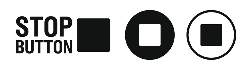 Stop button icon. Vector symbol. Music video stop sign.